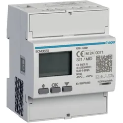 Hager, Energiemessgerät, Energiezähler 3phasig ECM382D direkt 80A 4M MBUS MID
