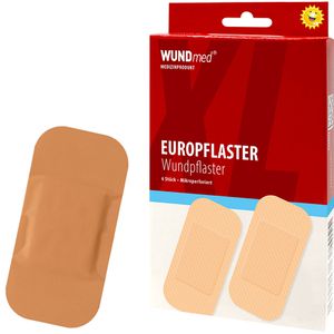 WUNDmed Pflaster Europflaster, 6 Strips, wasserfest, atmungsaktiv, 10 x 5cm