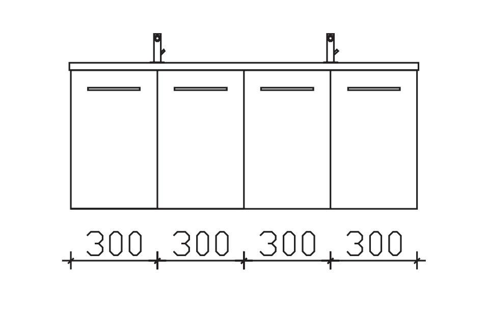 Pelipal Serie 6110 Waschtischunterschrank 6110-WTUS08, B:1200, H:480, T:450mm 6110-WTUS08
