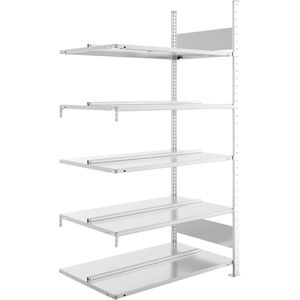META Anbauregal 200178017, Aktenregal, 5 Ordnerhöhen, 100 x 185 x 60cm, silber