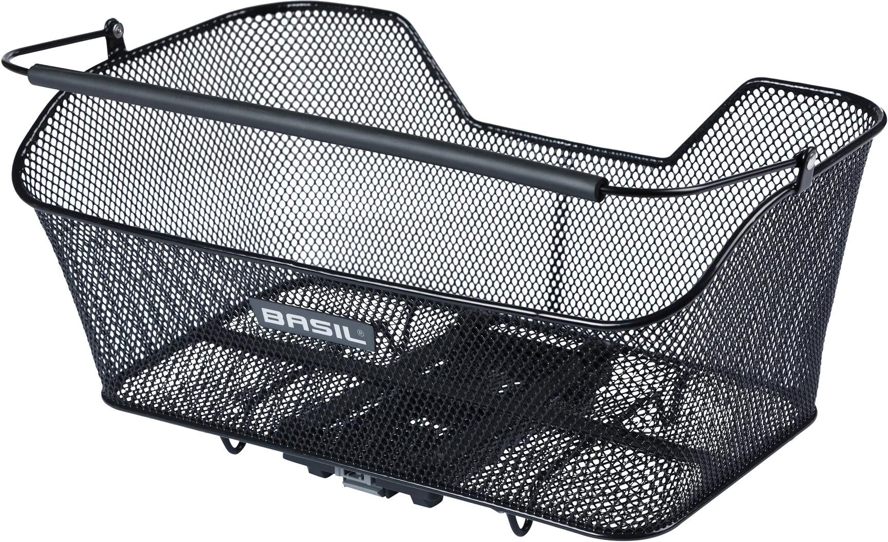 Fahrradkorb BASIL "Base XL MIK, 14 l", schwarz, Taschen, B/H/T: 23,5cm x 17,5cm x 44cm, Aluminium, Metall, Fahrradkorb, Abnehmbarer 14 l Fahrradkorb mit MIK-System und Tragebügel, B:23,5cm H:17,5cm T:44cm schwarz B/H/T: 23,5cm x 17,5cm x 44cm