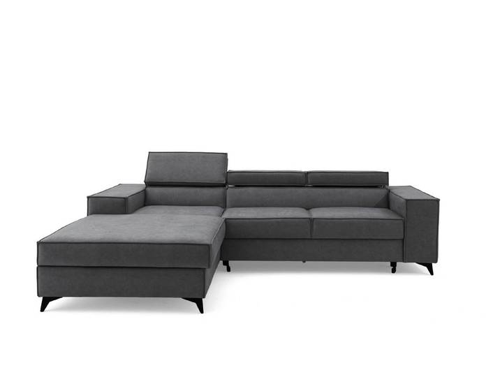 Muffo Ecksofa PURE S, Bettwäschebehälter, modernes Design, Verstellbare Kopfstützen, Gelegenheitsschlaf-Funktion