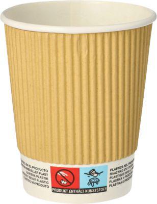 Papstar Kaffeebecher Ripple Wall 200 ml, Pappe PLA-beschichtet, FSC, Ø 80 mm, 25 Stück, To-go