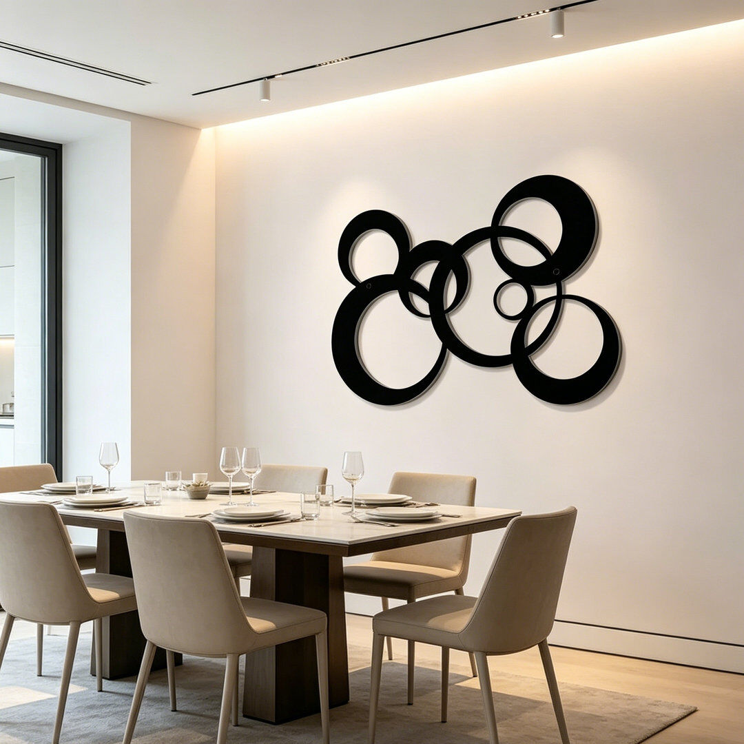 Brayden Studio Abstract Wall Decor on Metal Black 28cm H X 40cm W
