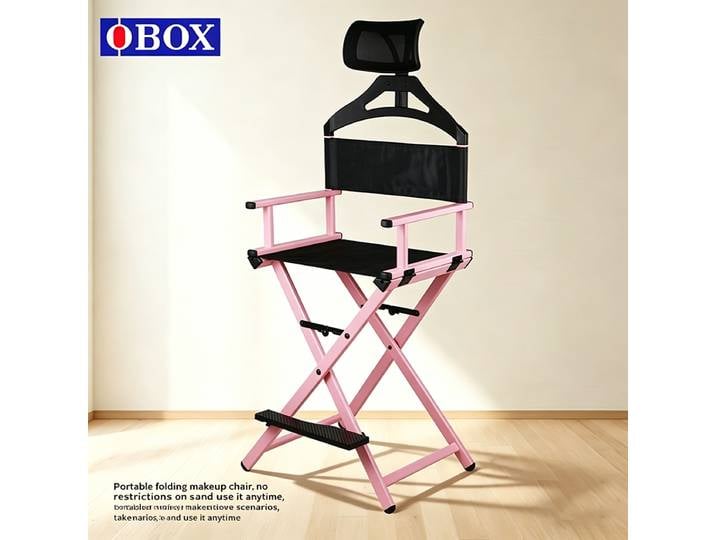 Chaise de maquillage pliante en métal, simple et élégante, portable, mobilier professionnel de salon, avec design écologique et fonctionnalités réglables