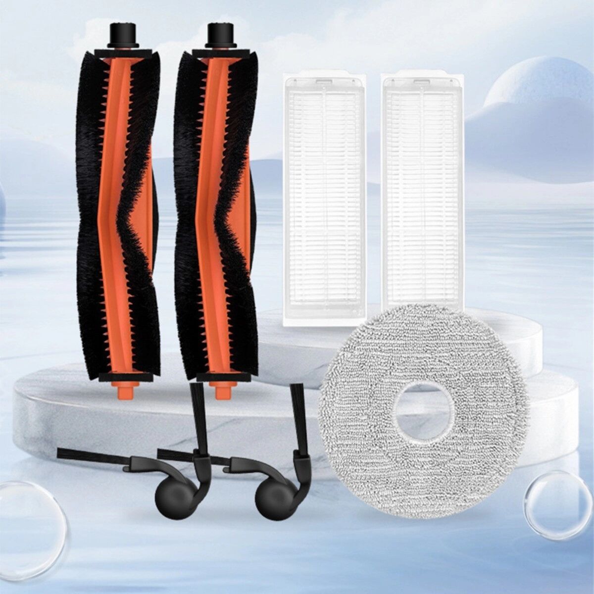 INF Austausch-Set für Saugroboter – Hauptbürste, Seitenbürsten, Filter & Wischtücher, kompatibel mit Xiaomi Mijia S40 Pro