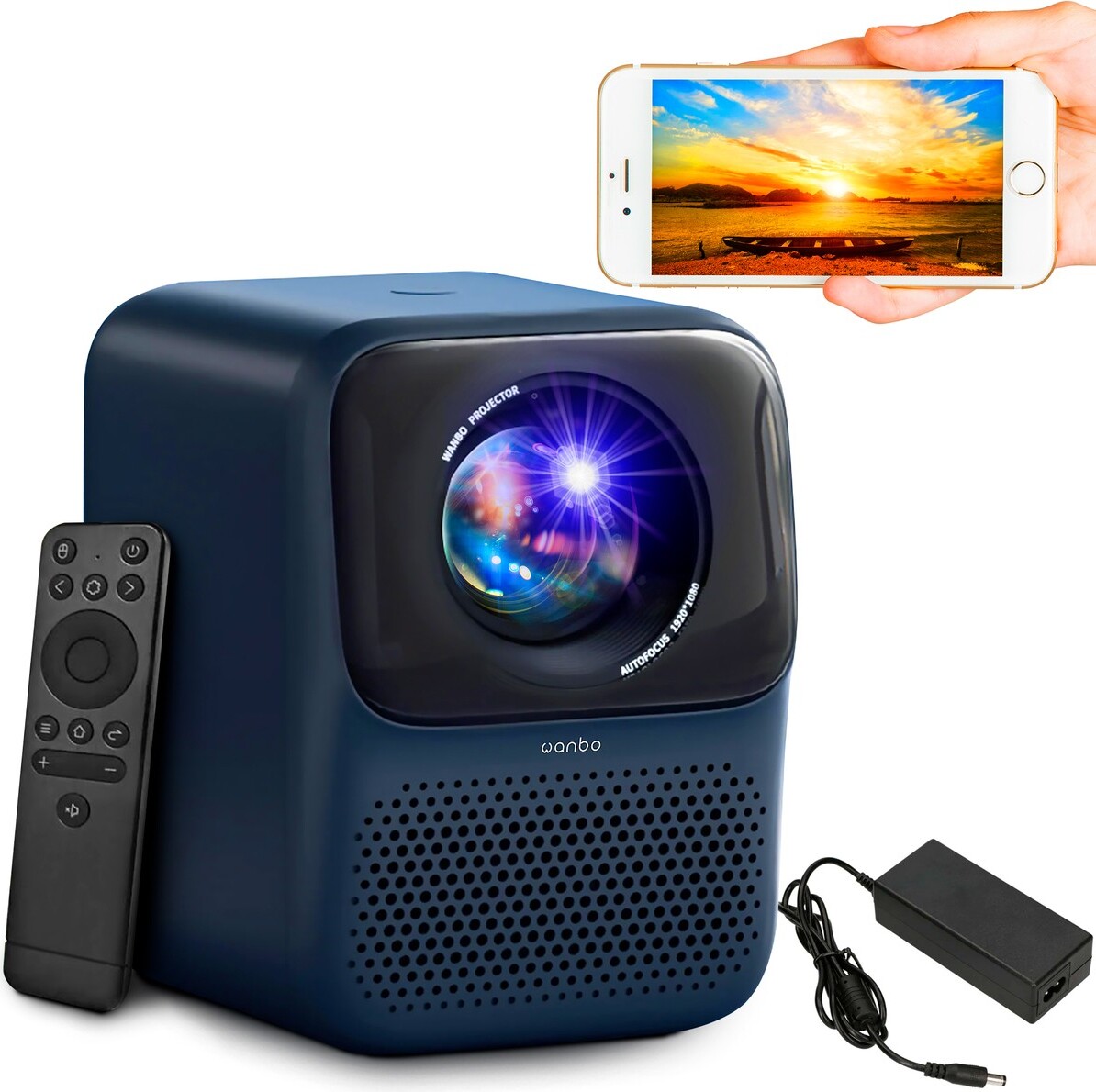 Wanbo T2 Max New Blau Beamer Projektor Full HD 1080p, WiFi, 1x HDMI, 1x USB