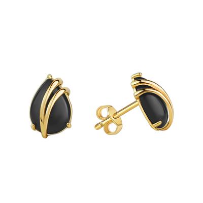 Paar Ohrstecker VIVANCE "375/- Gelbgold glanz Onyx", gelb (gelb, schwarz), Ohrringe, Damen, one-size, Gold
