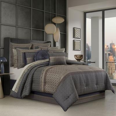 J Queen New York, Inc. Alaro II Comforter Set Slate Blue, King, Slate Blue