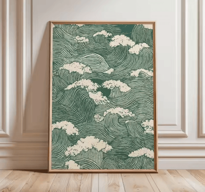Inspire Picks Japanese Crane Ukiyo e Poster Vintage Red Sun Traditional Wall Art 18 20x30cm Unframed