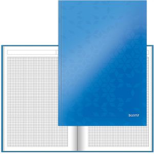 Leitz Notizbuch WOW, 46261036, Karton Hardcover, blau, 80 Blatt / 160 Seiten, 80 g/m², kariert, A4