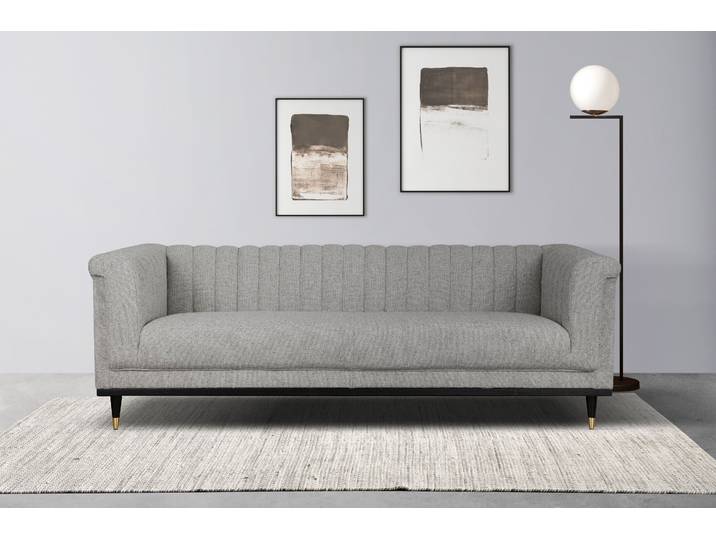 3-Sitzer HOME AFFAIRE Chamby , grau (hellgrau), B:210cm H:71cm T:85cm, 100% Polyester;Samtoptik (100% Polyester), Scheuertouren >100.000, Pilling: 5, Sofas, 3-Sitzer, mit Holzrahmen unten und Steppung im Lehnenbereich