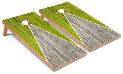 Skip's Garage Lime Green Pyramid Outdoor Cornhole Set