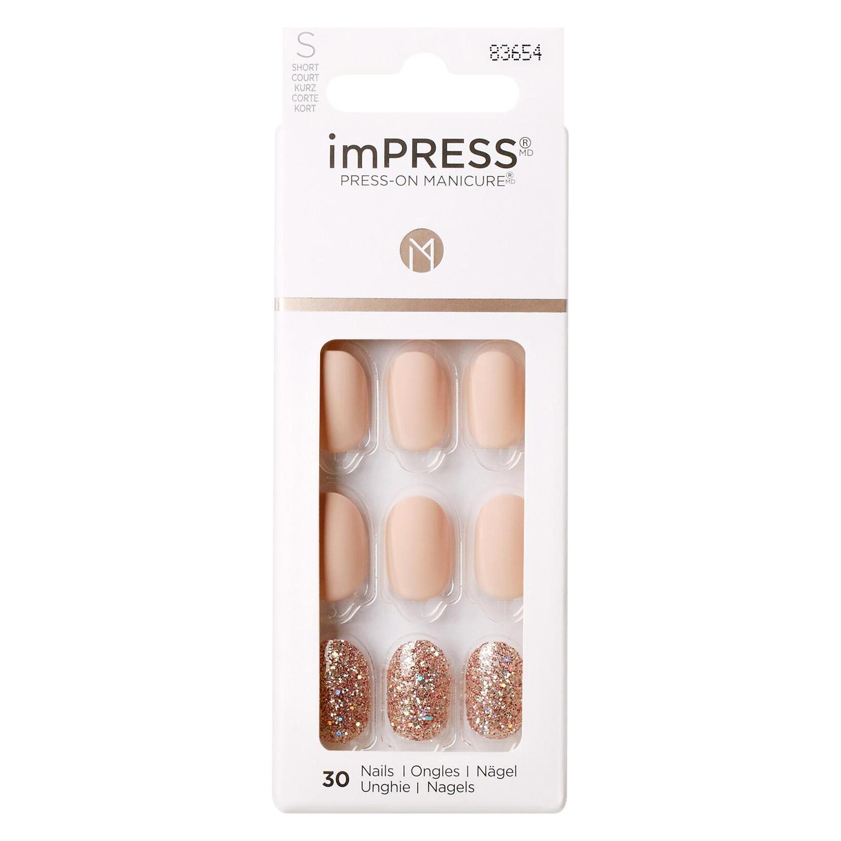 KISS Self-adhesive nails imPRESS Evanesce 30 pcs (L) (Kunstnägel, Rosa) (30194)