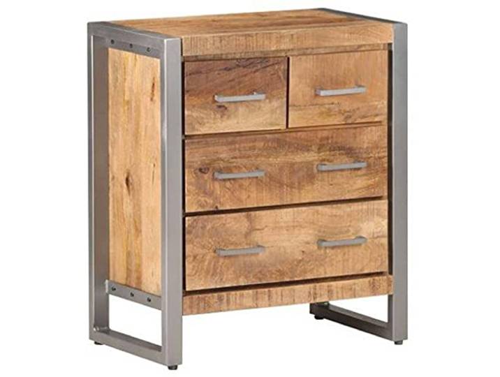 vidaXL Raues Mangoholz Sideboard mit 4 Schubladen Industriestil Kommode Anrichte Beistellschrank Mehrzweckschrank Schrank 60x35x70cm