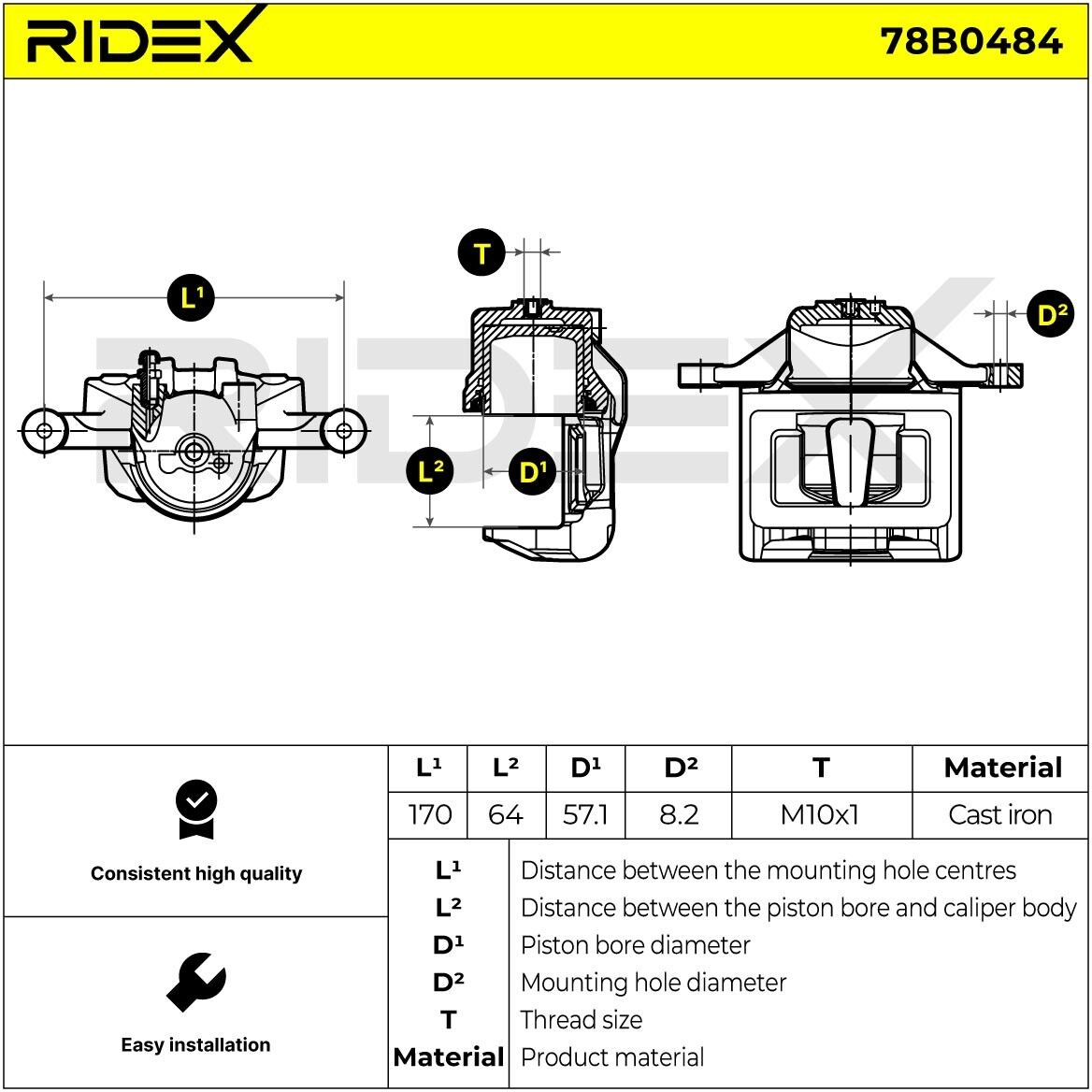 RIDEX 78B0484 Brake caliper