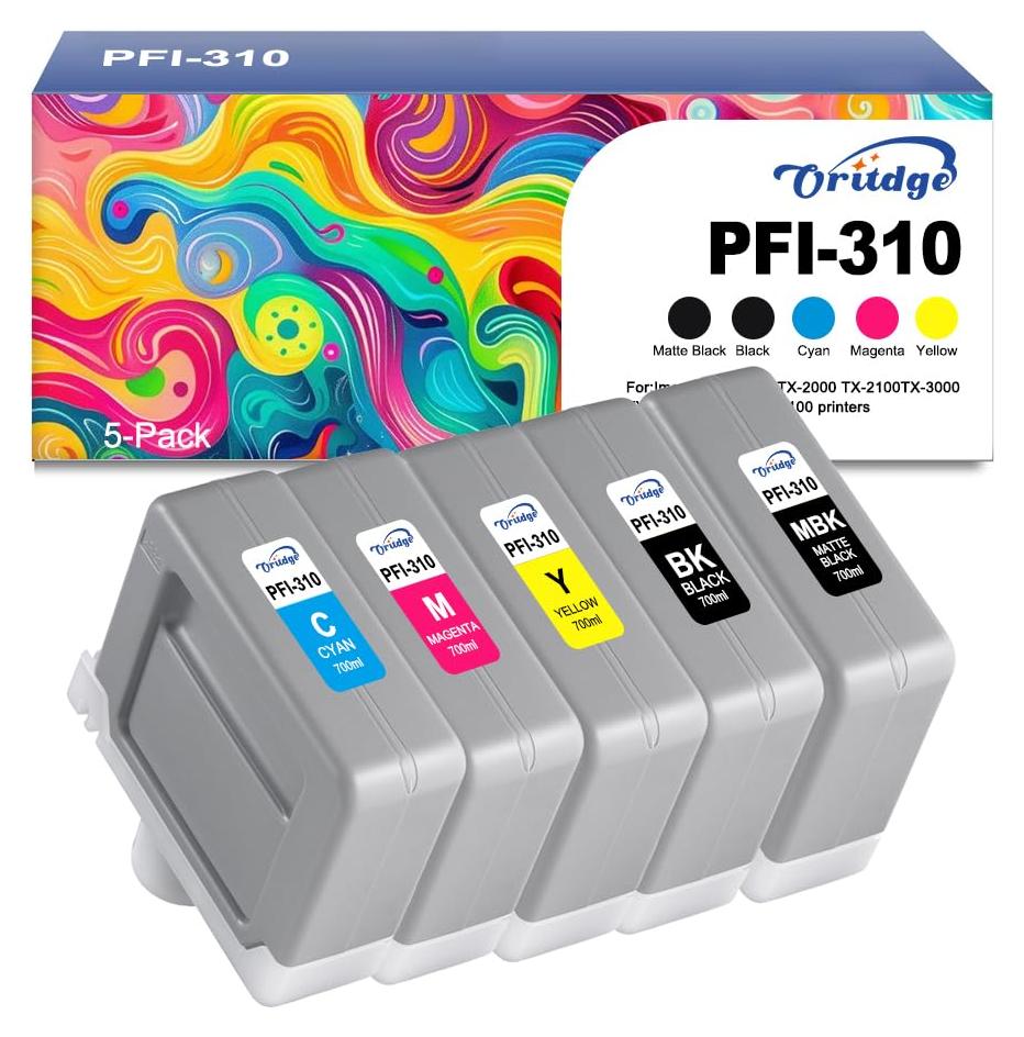 Kompatible Tintenpatronen PFI-310, 5er-Pack, MBK/BK/C/M/Y