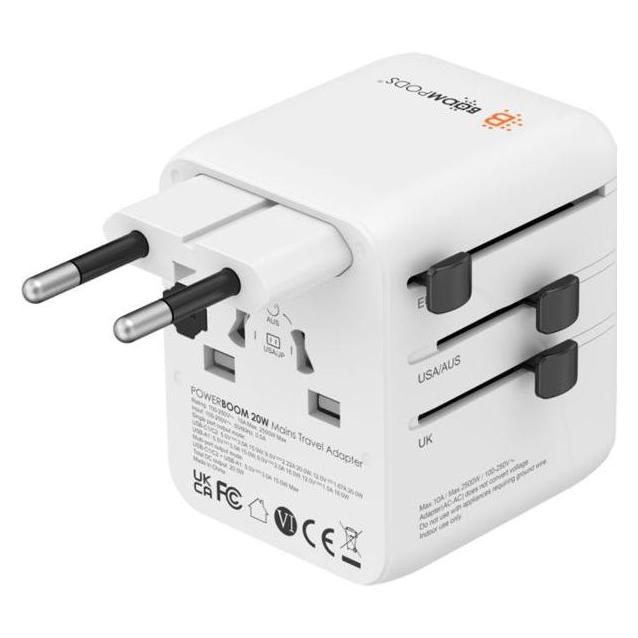 Boompods World Travel Plug 20W White (WLD20W)