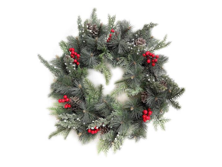 Mondex Adventskranz Virdis Rot Grün 55/55/15 cm Kunstoff, Rot, Grün, Kunststoff, 55 cm, Dekoration, Weihnachtsdekoration, Adventskränze