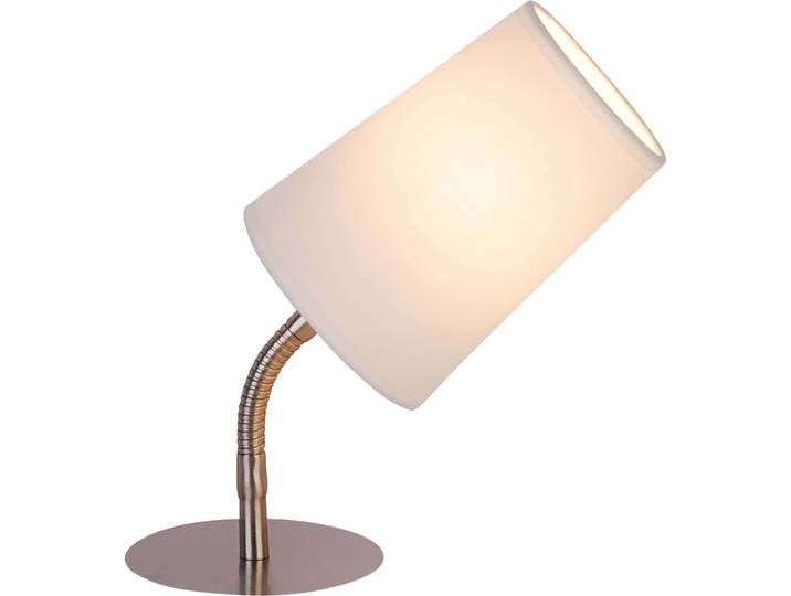 Tischlampe Arconce Weiss, Silber Stoff, Metall H 27.5 cm - Tischlampe