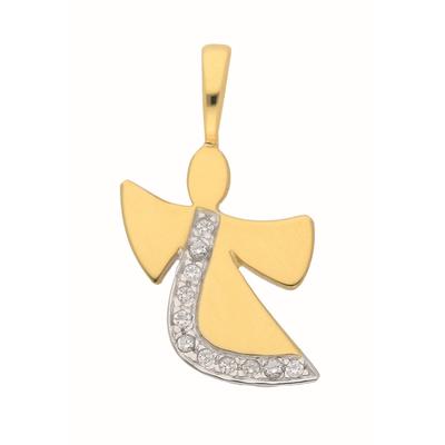Kettenanhänger ADELIA´S "Engelanhänger 585 Gold ( 14K ) mit Zirkonia", gold (silber), Schmuckanhänger, Damen, mit Zirkonia, Gold, Kettenanhänger, Goldanhänger Engel