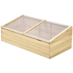 Outsunny Gewächshaus Holz Frühbeet Frühbeetkasten Natur Tanne PC-Platte 100 x 50 x 35 cm