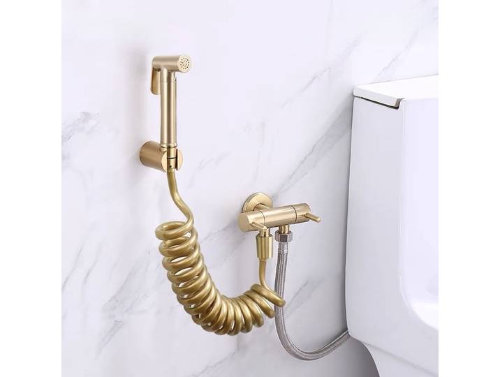 Pulvérisateur de bidet portatif en laiton brossé or rose, accessoires de salle de bain, robinet de bidet noir pour pulvérisateur de salle de bain, pommeau de douche autoportant
