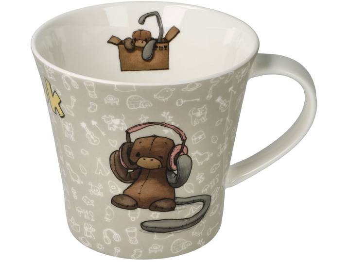 Tasse GOEBEL Coffee-/Tea Mug Anouk - Alle lieben Affi , beige (bunt), B:10cm H:9,5cm, Porzellan, Trinkgefässe, Tasse