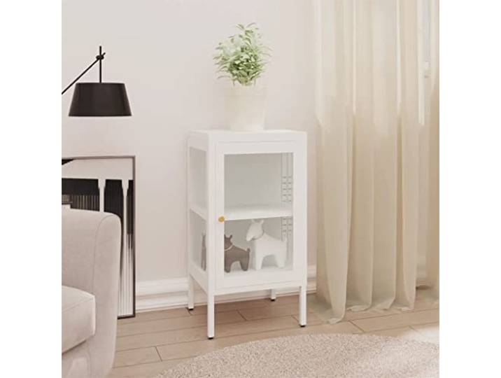 RJPLMFV Anrichte, 38 x 35 x 70 cm, Metall und Glas Verstellbares Regal, verstellbare Füße, Glastür, Aufbewahrung für Bücher und Dekoration