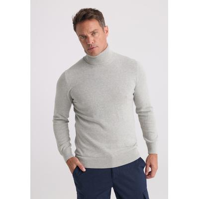 Rollkragenpullover FELIX HARDY "Rollkragenpullover", Herren, Gr. S, grau, 100% Baumwolle, hoch geschlossener Ausschnitt, Pullover Rollkragenpullover