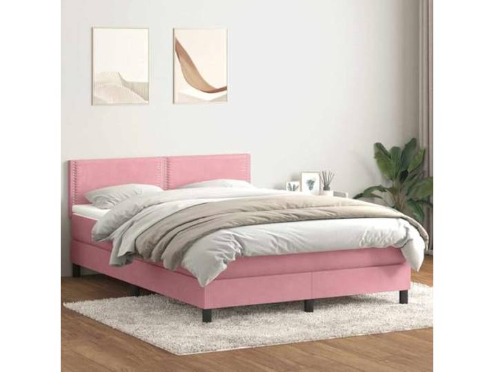 RJPLMFV Lattenrost mit Matratze, Velours, Rosa, 160 x 210 cm Taschenfedern, verstellbarer Kopf, abnehmbarer Matratzenauflage, Premium-Komfort