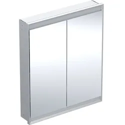 Geberit ONE Spiegelschrank mit ComfortLight, 2 Türen, Aluminium eloxiert, 75x90x15 cm, UP-Montage
