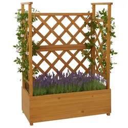 PROREGAL Hochbeet | HxBxT 114x85x44cm | Pflanz-/Blumenkasten Pflanzkübel Rankgitter Rankhilfe Spalier Holz FSC® | Natur