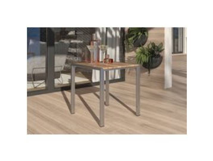 B-Ware: OUTFLEXX Beistelltisch, Teakholz/Edelstahl, 45x45cm, FSC®-zertifiziertes Produkt