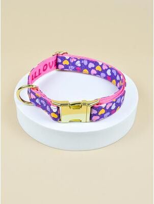Inspired Finds LovePaws Double Sided Valentine Pet Collar For Dogs & Cats purple m