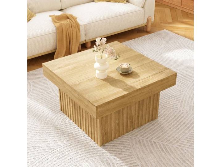 Table basse carrée en bois au design minimaliste 79 x 79 x 46 cm Norevia