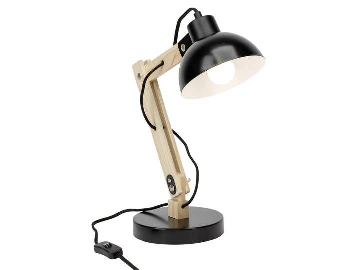Brilliant Schreibtischleuchte, Schwarz, Holz, Metall, 16x41.5 cm, Schnurschalter, LED-Leuchtmittel austauschbar, Lampen & Leuchten, Innenbeleuchtung, Tischlampen, Schreibtischlampen