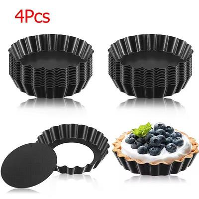 LMETJMA 8 Cm Nonstick Mini Tart Pans Removable Bottom Egg Tart & Cupcake Molds 4pcs