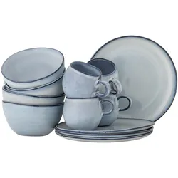 Bloomingville, Geschirrset, - Sandrine Breakfast Set - Blue - Stoneware (12 Stk.)