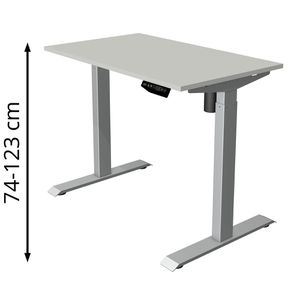 Kerkmann Schreibtisch Move 1, lichtgrau / silber, elektrisch höhenverstellbar, 100 x 74-123 x 60 cm