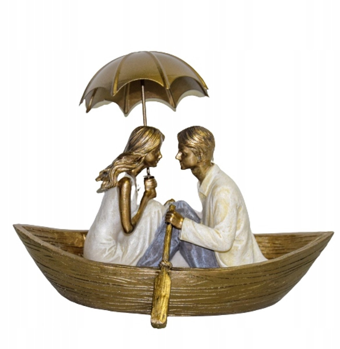 Decoratieve Figuur Verliefd Paar in Boot voor op Tafel