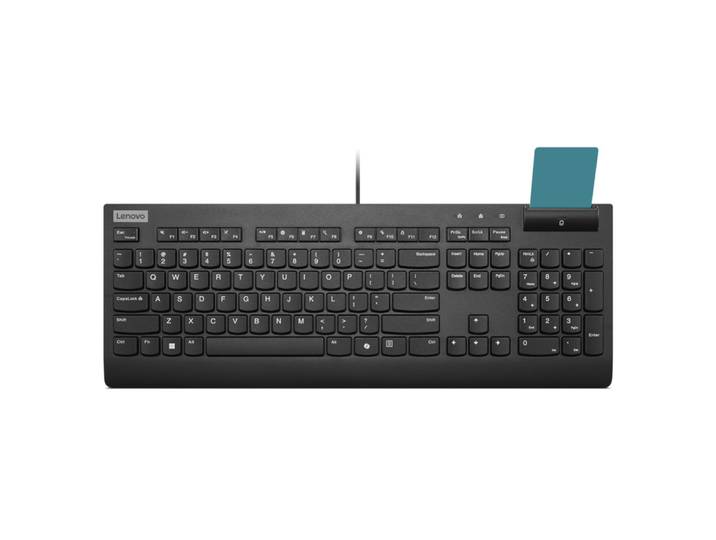 Lenovo Smartcard Wired keyboard II, Taille réelle (100 %), Avec fil, USB, Plunger key switch, Noir 4Y41R64698