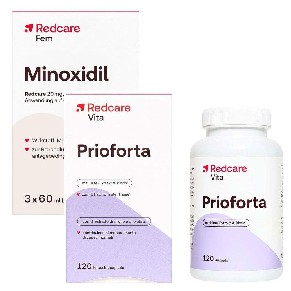 Prioforta Redcare + Fem Minoxidil 1 St Set