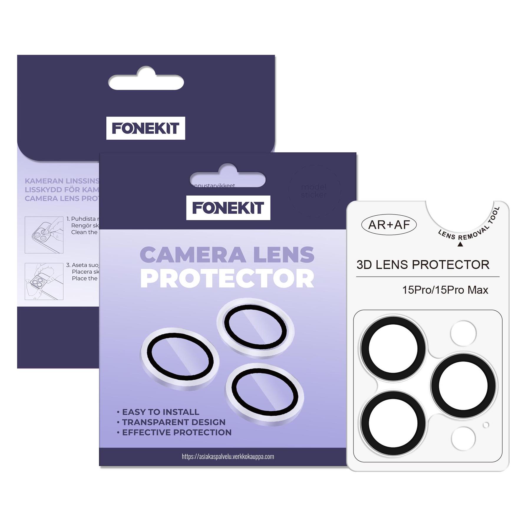 FoneKit Camera Lens Protector, iPhone 15 Pro / 15 Pro Max, transparent (Apple iPhone 15 Pro, Apple iPhone 15 Pro Max) (61932588)