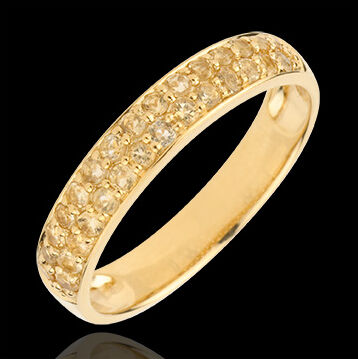 Edenly Ring Paradiesvogel - Zweierreihe - Gelbgold und Gelber Citrin