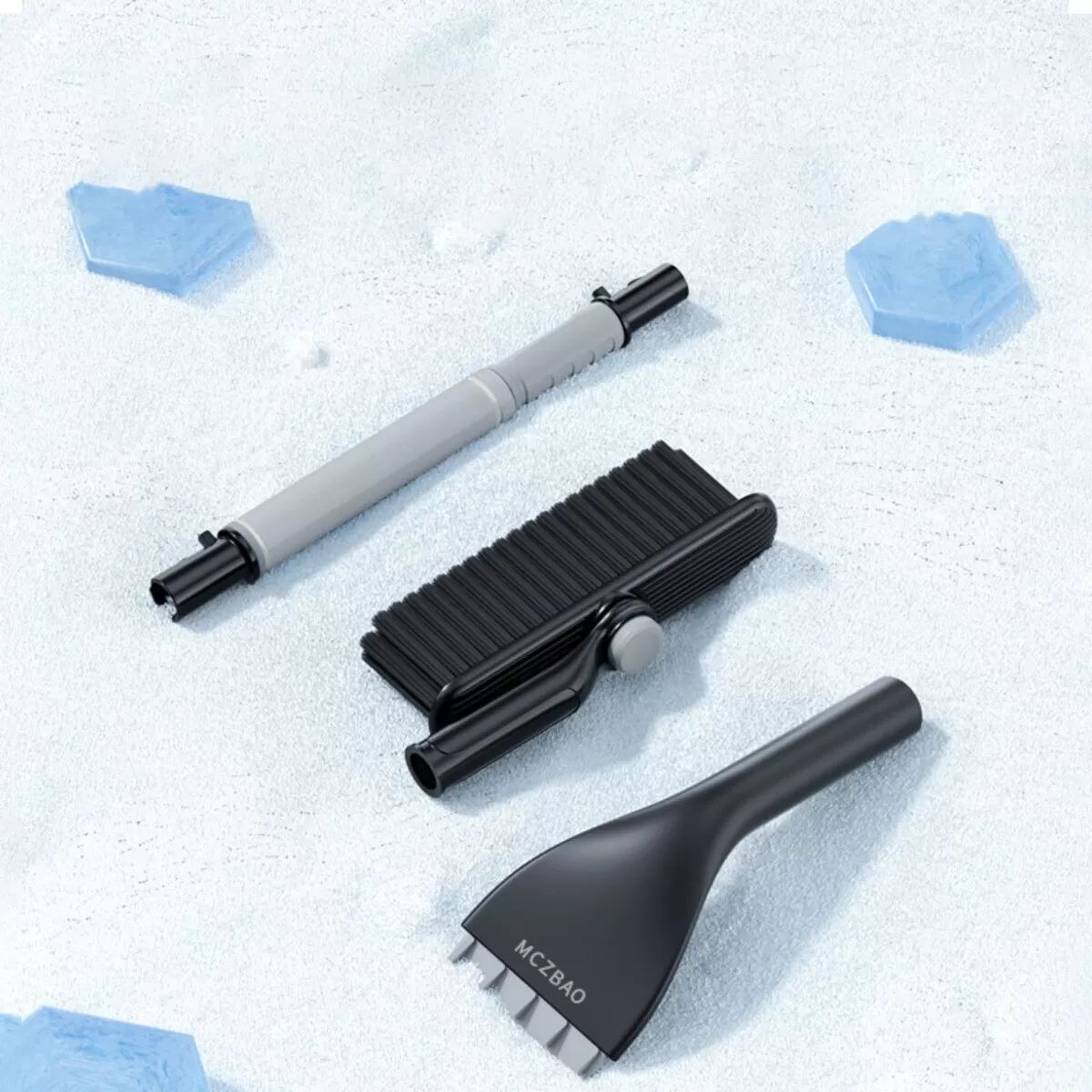 INF Ausziehbarer Auto-Eiskratzer Schneebürste aus Aluminiumlegierung - Multifunktionales Schneeräumwerkzeug