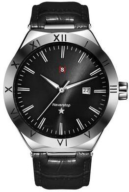 Everyday Crate YAZOLE N953 Business Quartz Watch Luminous Calendar Men's PU Strap Wrist Watch black