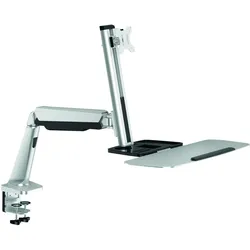 LogiLink 1332 Sitz/Steharbeitsplatz MonitorSchreibtischhalterung (Tisch, 32", 8 kg), Monitor Halterung, Grau, Silber