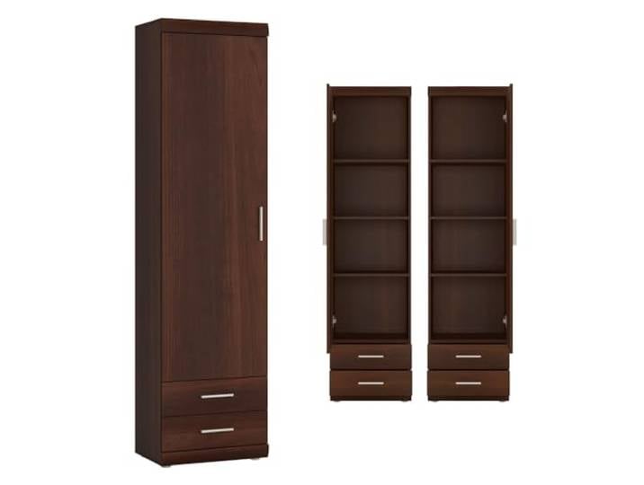 Lomadox Schrank Wohnzimmer schmal 50 cm Nussbaum Wohnzimmerschrank Regal Stauraumschrank