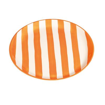 Zafferano 2er-Set handgefertigte Speiseteller, flach, orange Streifen, 28 cm, italienisches Design, hochwertige Tischdeko, hergestellt in Italien, Keramik